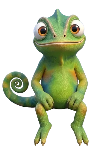 Nex, de kameleon van Unexus, zit op de rand van de kaartenrij